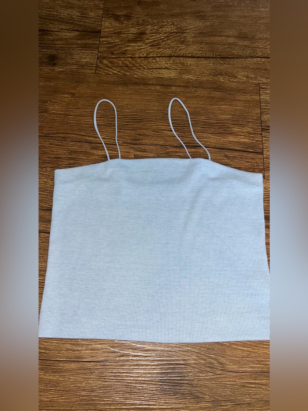 American Eagle Outfitters Light Blue Ribbed Spaghetti Strap Crop Top